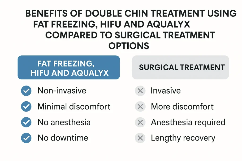 Graphic about the benefits of double chin treatment Twickenham - from LA LIPO