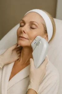Woman receiving HIFU non surgical facelift treatment Twickenham